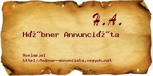 Hübner Annunciáta névjegykártya